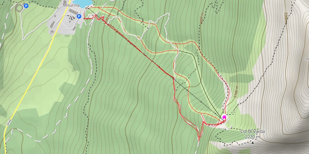 Map of the trail for Rifugio Col de Varda