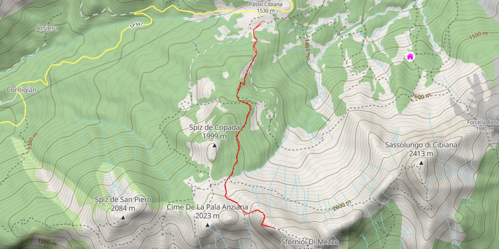 Carte de l'itinéraire :  Croce Giovane Montagna