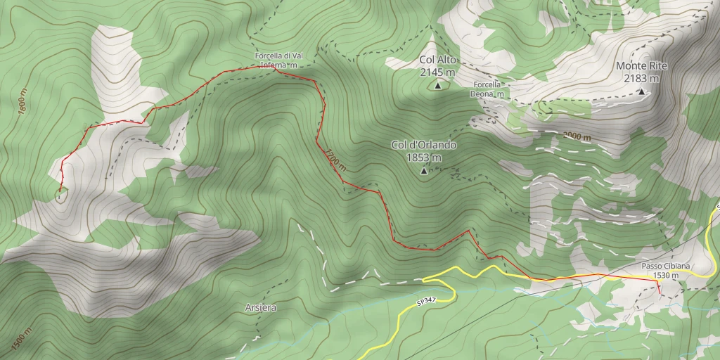 Carte de l'itinéraire :  Col Duro