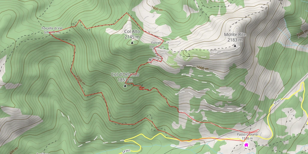 Carte de l'itinéraire :  Col Alto