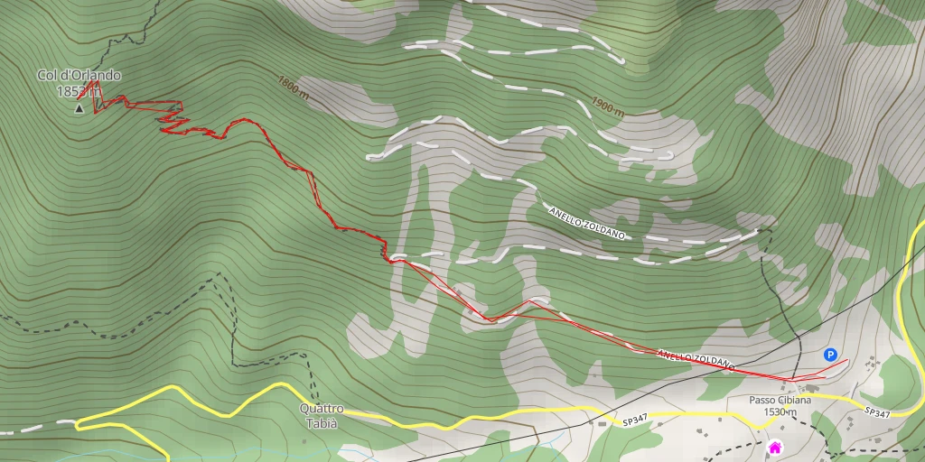 Map of the trail for Col d'Orlando