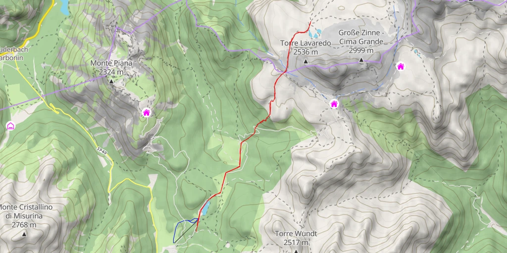 Map of the trail for Col Forcellina