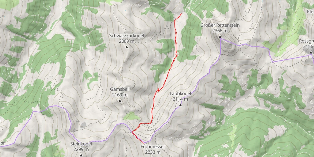 Map of the trail for Grasleitkopf