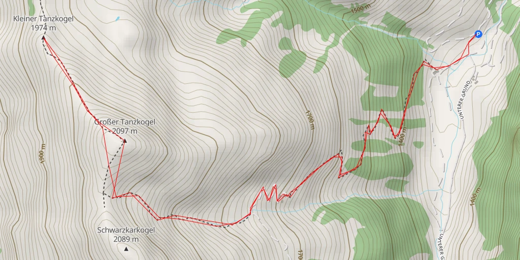 Map of the trail for Kleiner Tanzkogel