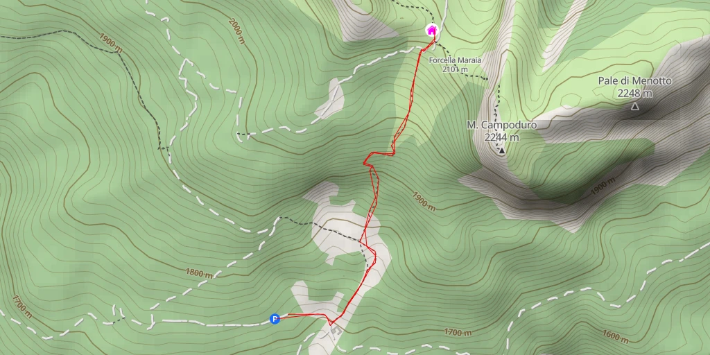 Map of the trail for Rifugio Città di Carpi