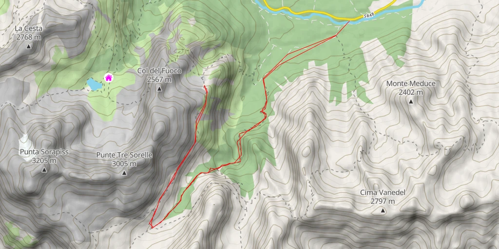 Carte de l'itinéraire :  Croda del Banco