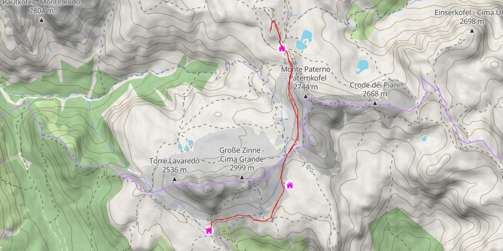 Map of the trail for Sextner Stein - Sasso di Sesto