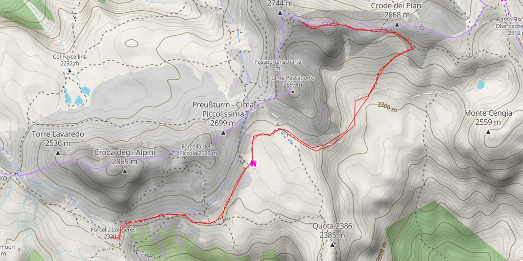 Map of the trail for Gamsschartensteig - Sentiero delle Forcelle - Gamsschartensteig - Sentiero delle Forcelle