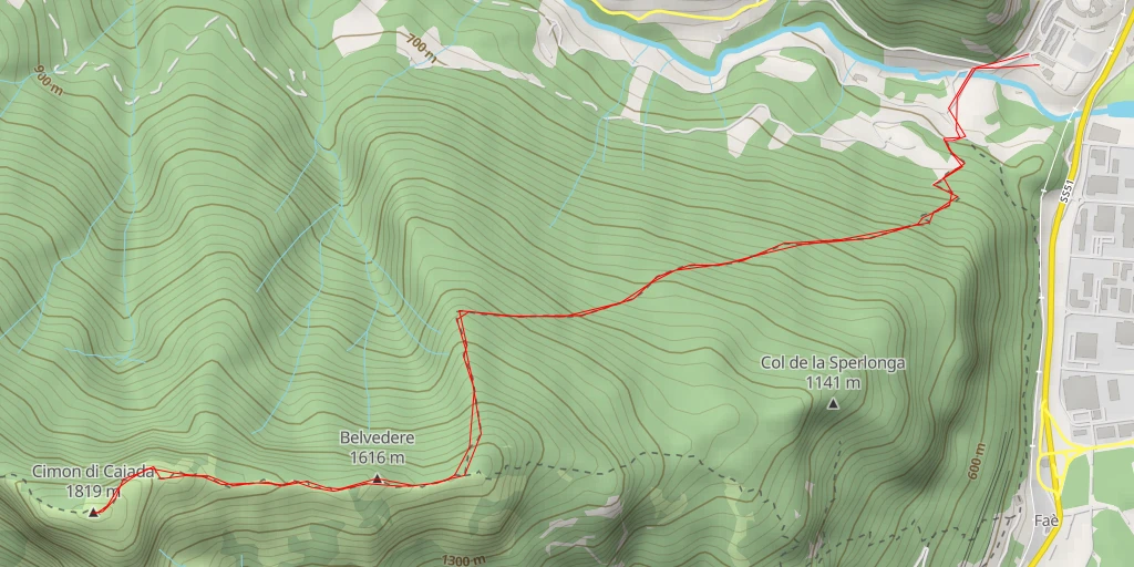 Map of the trail for Cimon di Caiada