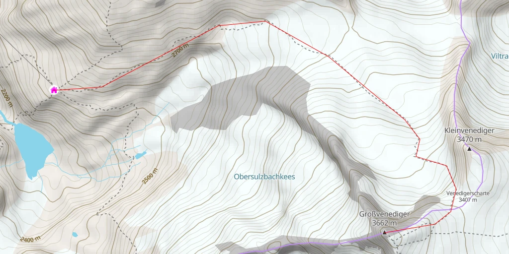 Map of the trail for Grossvenediger par Obersulzbachkees