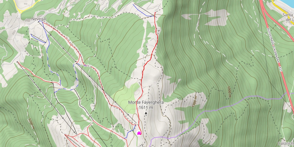 Map of the trail for ex Rifugio Brigata Alpina Cadore