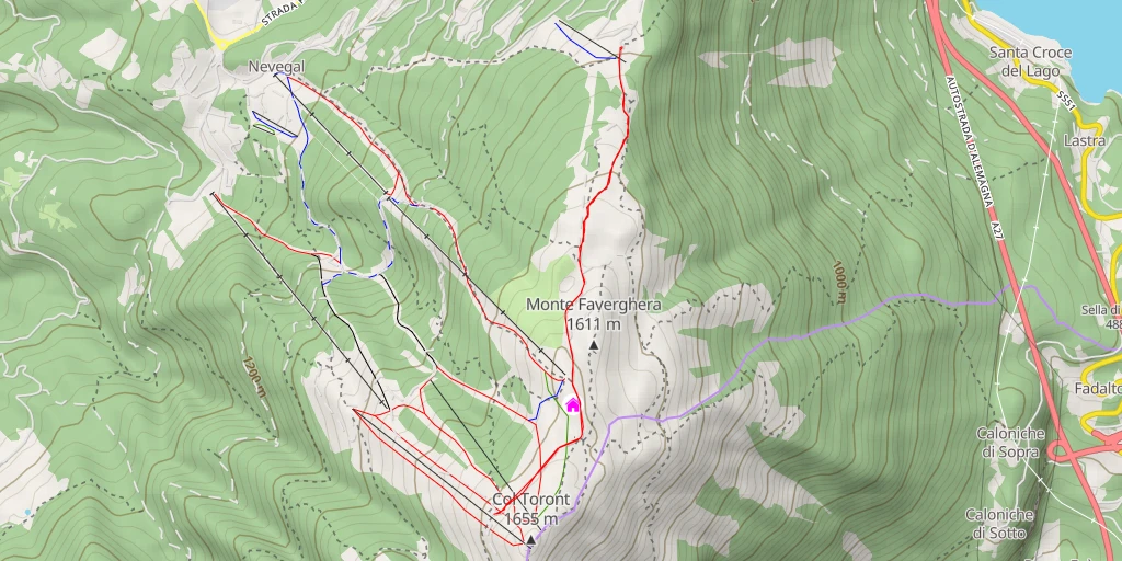 Map of the trail for Sentiero 20 del Toront