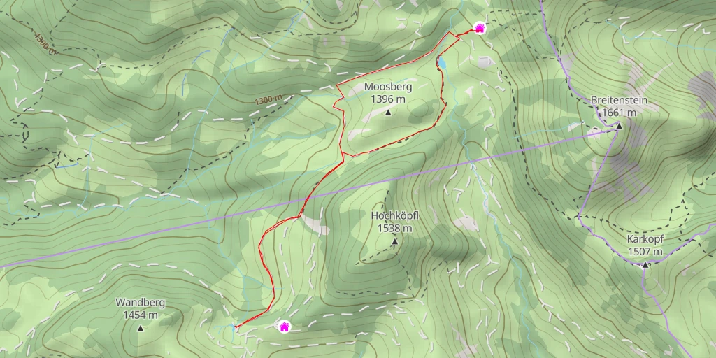 Map of the trail for Priener Hütte