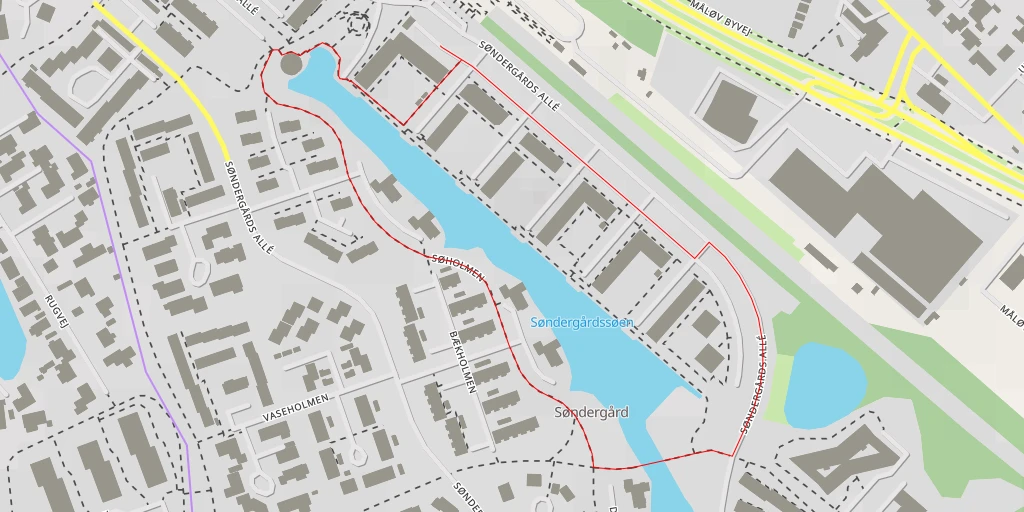 Map of the trail for Søndergård Sø