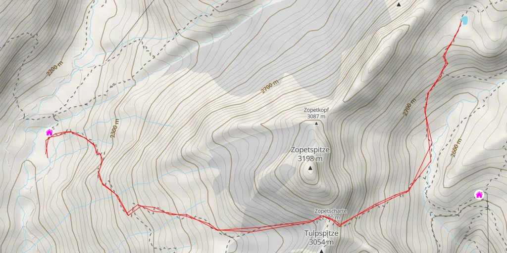 Map of the trail for Wallhorntörl - Prägraten am Großvenediger