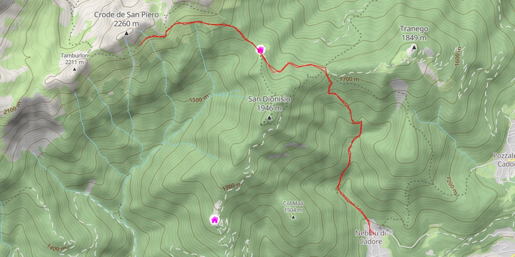 Map of the trail for Crode de San Piero