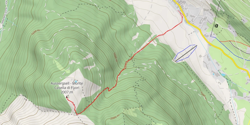 Carte de l'itinéraire :  Aussergsell - Monte Casella di Fuori