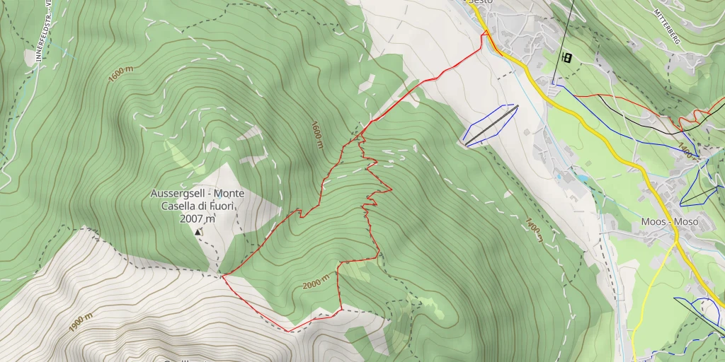 Carte de l'itinéraire :  Innergsell - Monte Casella di Dentro