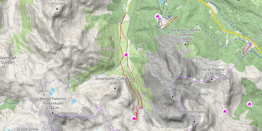 Map of the trail for Zsigmondy-Comici Hütte - Rifugio Zsigmondy-Comici