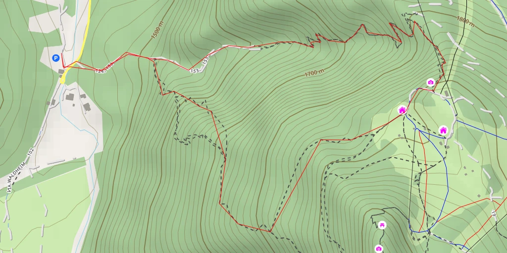 Carte de l'itinéraire :  Rotwandwiesenhütte - Rifugio Prati di Croda Rossa