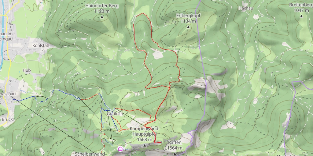 Map of the trail for Kampenwand-Ostgipfel