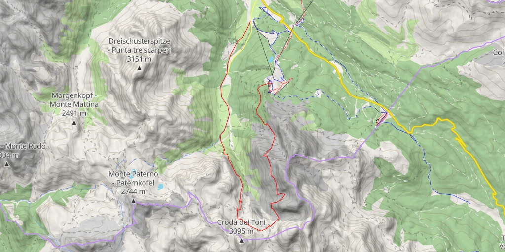 Map of the trail for Elferscharte / Forc. Undici Alpinisteig / Sentiero Alpini