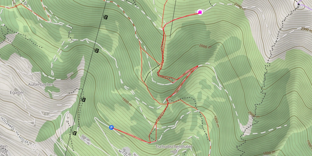 Map of the trail for Hahnspielhütte - Rifugio Gallo Cedrone
