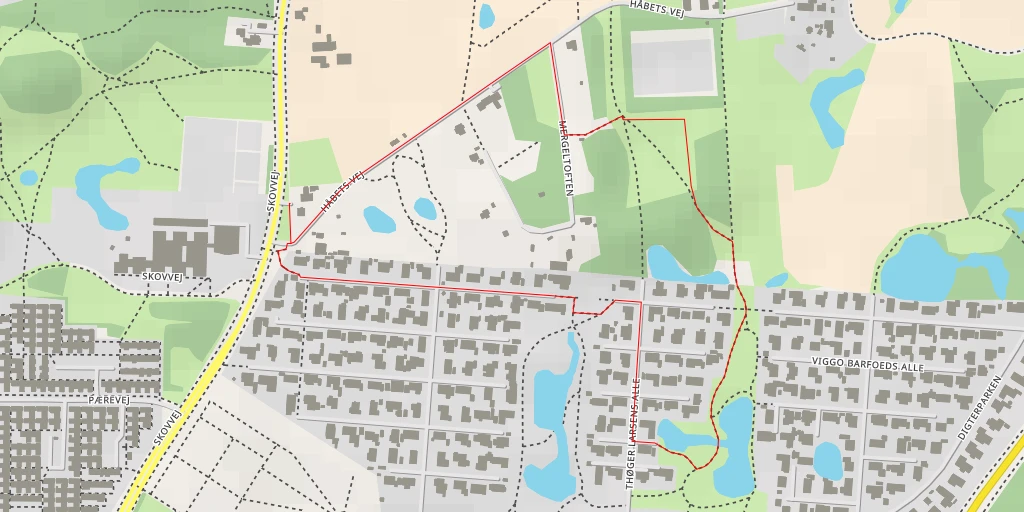 Map of the trail for Thøger Larsens Alle