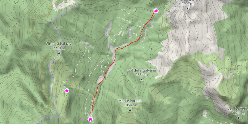 Map of the trail for Rifugio Maniago