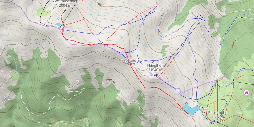 Map of the trail for Zweitausender