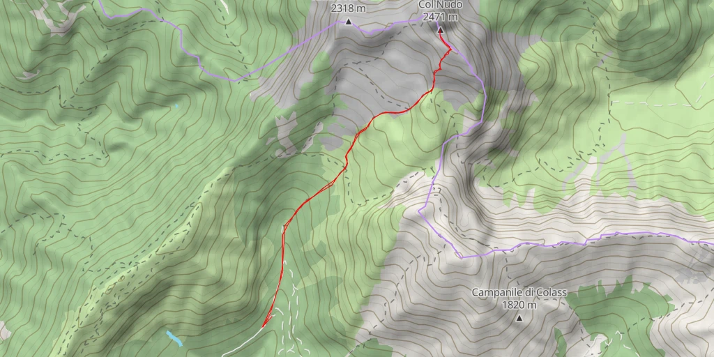 Map of the trail for Col Nudo