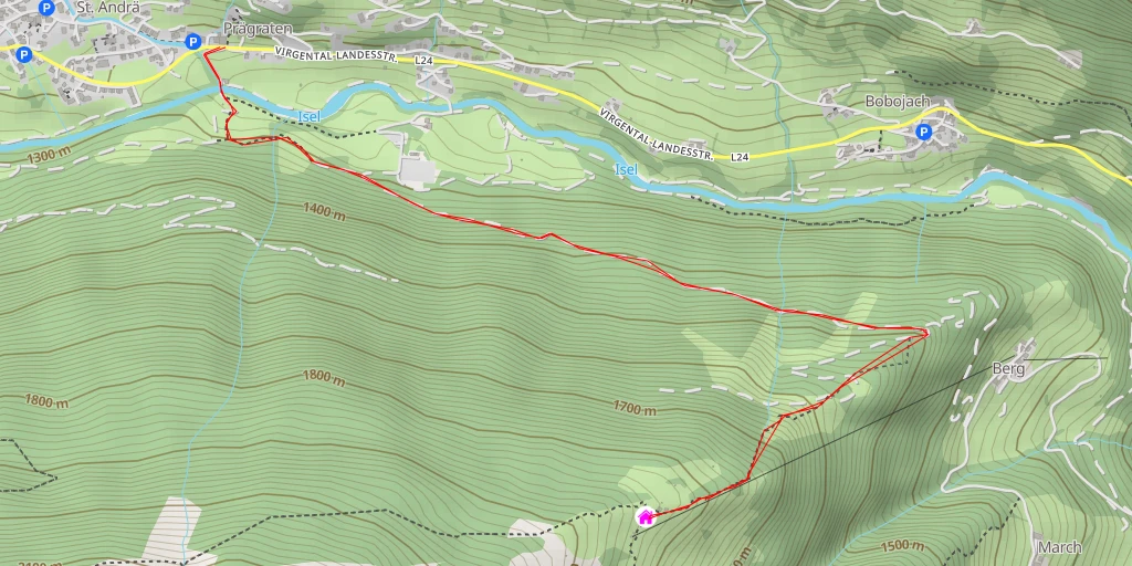 Map of the trail for Bergeralm