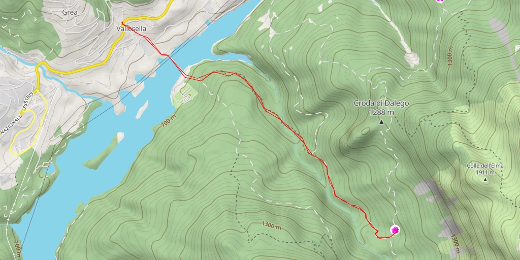 Carte de l'itinéraire :  Rifugio Cercenà