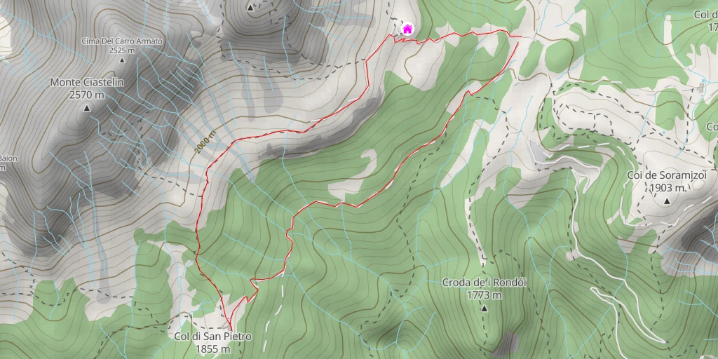Map of the trail for Rifugio Bajon