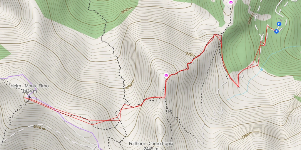 Map of the trail for Gipfelkreuz Helm