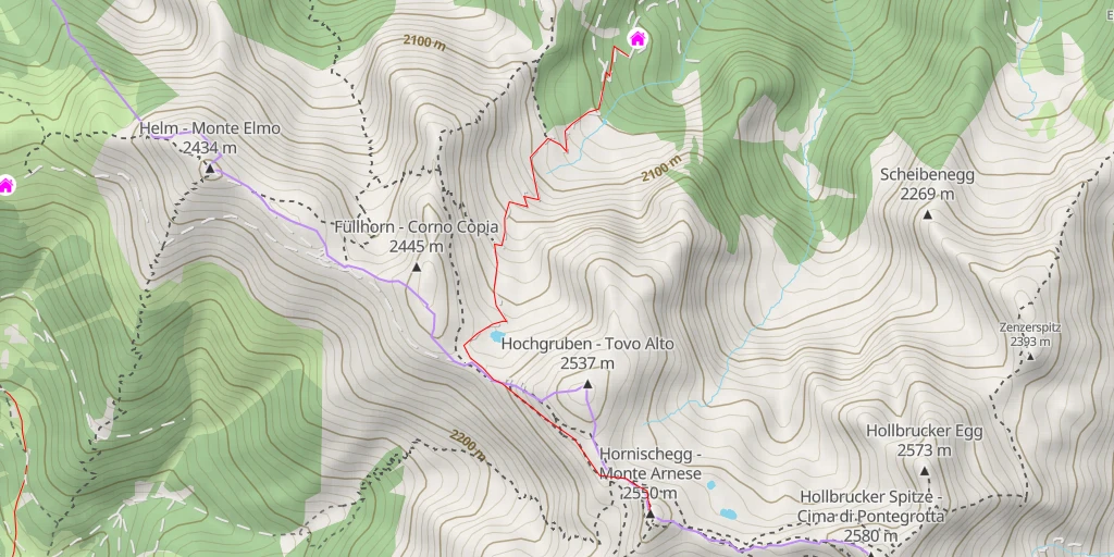 Map of the trail for Hornischegg - Monte Arnese