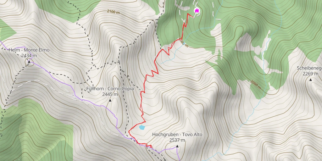 Map of the trail for Sillianer Hütte