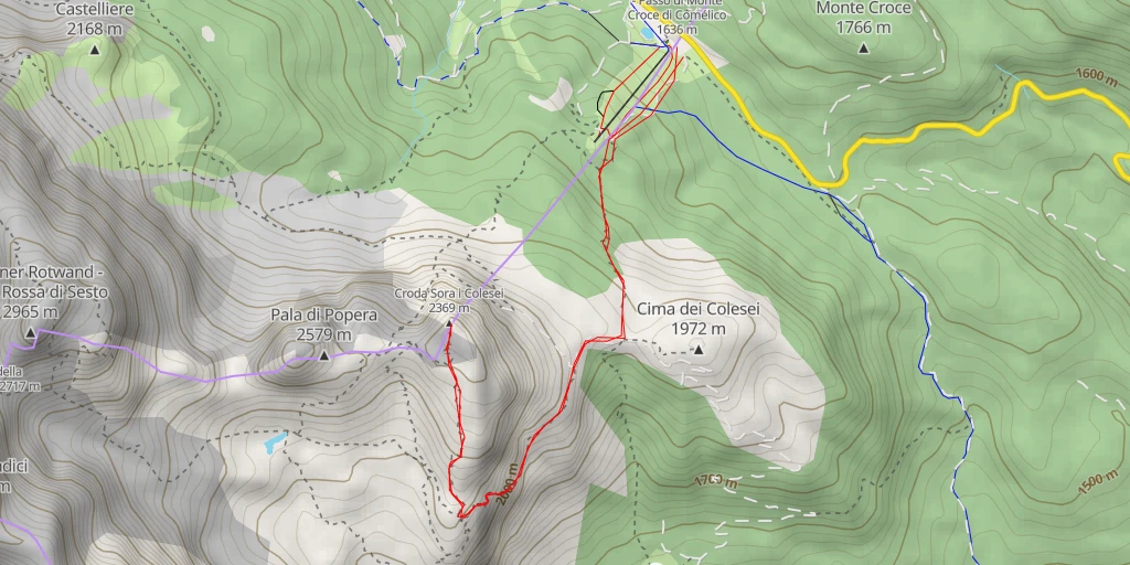 Map of the trail for Croda Sora i Colesei