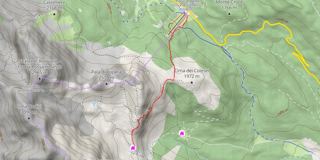 Map of the trail for Rifugio Antonio Berti
