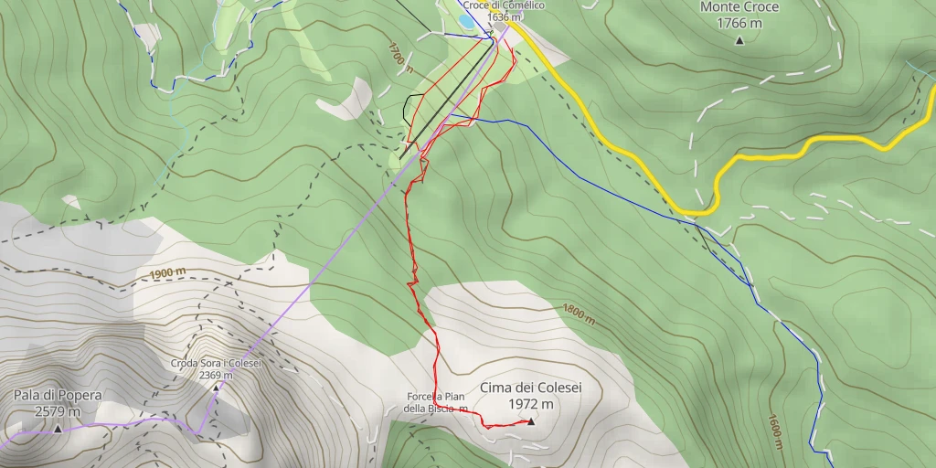 Map of the trail for Cima dei Colesei