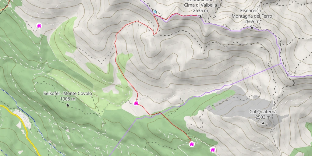 Carte de l'itinéraire :  Schöntalhöhe - Cima di Valbella