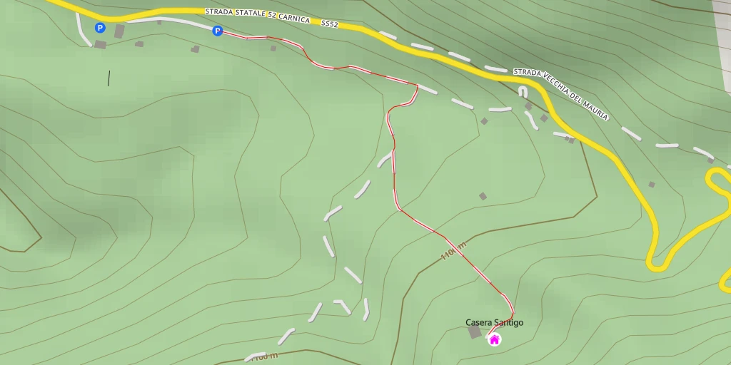Map of the trail for Casera Santigo