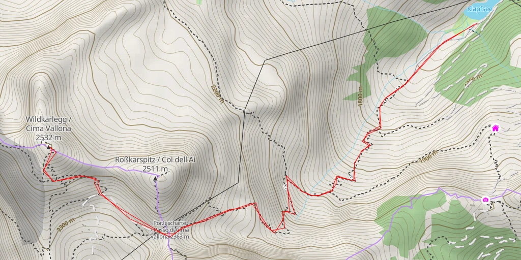 Map of the trail for Wildkarlegg / Cima Vallona