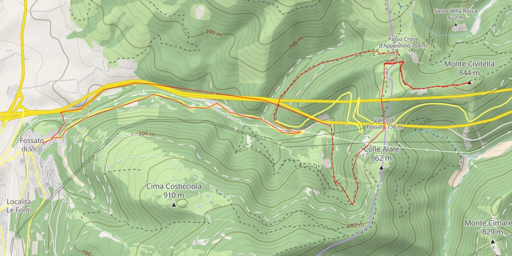 Map of the trail for Monte Civitella