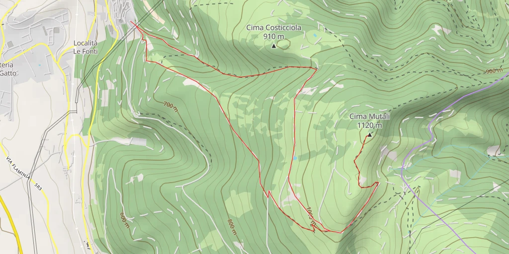 Carte de l'itinéraire :  Cima Mutali