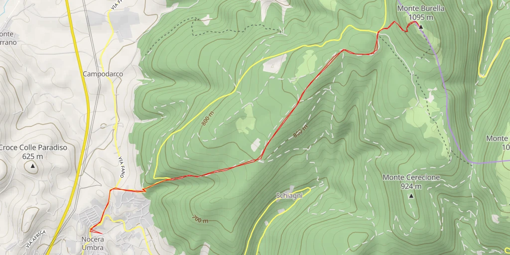 Carte de l'itinéraire :  Monte Burella