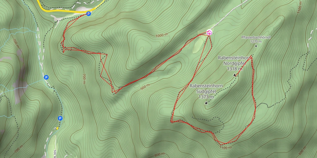 Map of the trail for Rabensteinhorn Nordgipfel