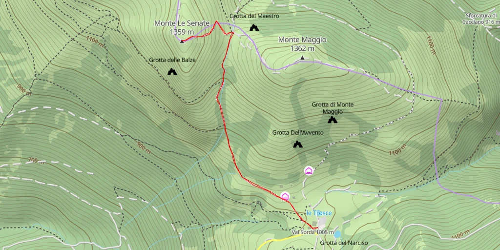 Map of the trail for Monte Le Senate