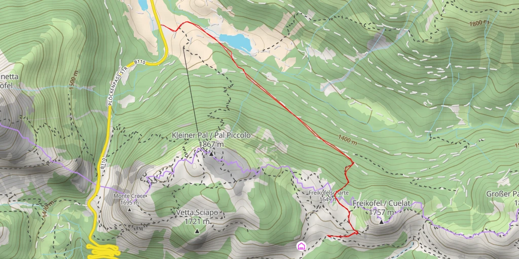 Carte de l'itinéraire :  Laghetto Casera Pal Piccolo