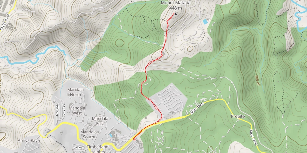 Map of the trail for Mount Mataba